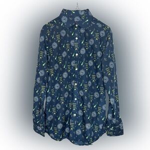 Navy Blue Patterned Men's Shirt